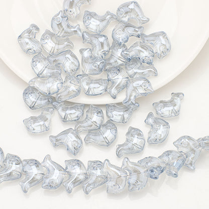 Plating 3D Dolphin Glass Beads 11x16mm Iridescent Colors 30pcs 16