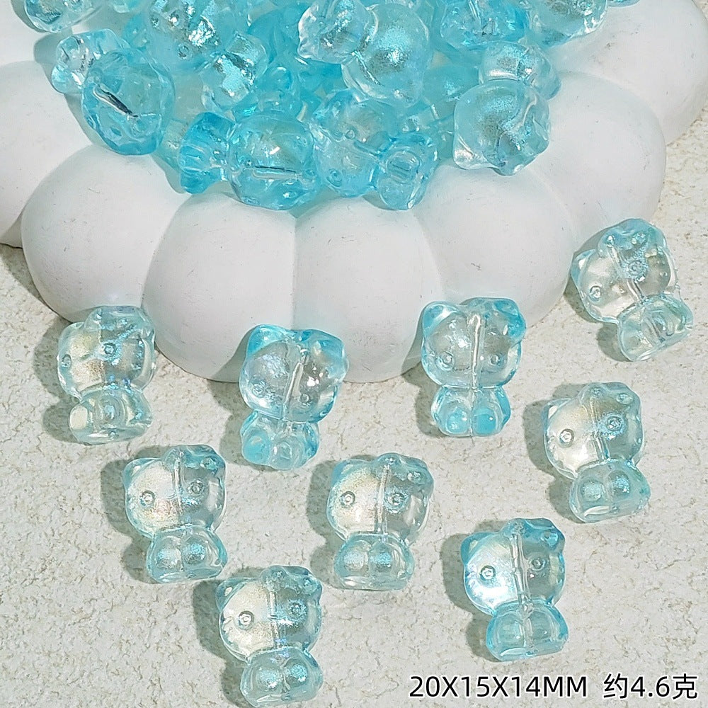 Gradient 3D Cat Figurine Glass Beads 20mm Pastel Colors 20pcs 10