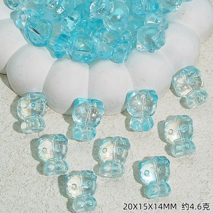 Gradient 3D Cat Figurine Glass Beads 20mm Pastel Colors 20pcs 10