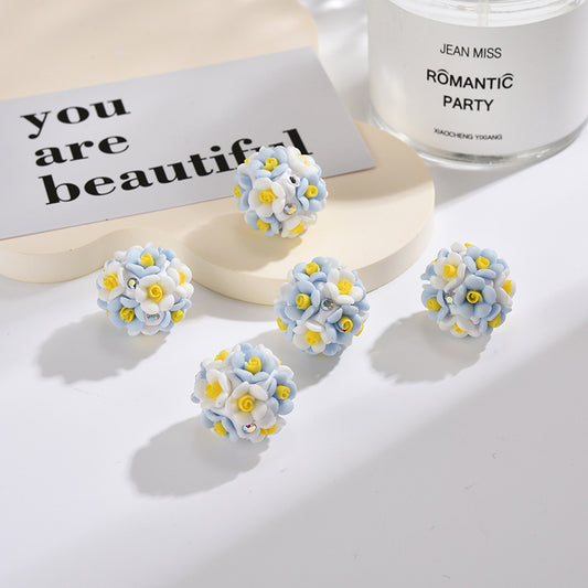 Flower Clay Beads 19mm Multicolor Handmade Polymer 20pcs 2
