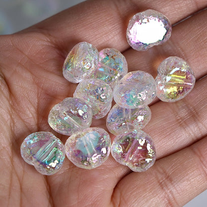 Transparent Wrinkled Flat Heart Acrylic Beads 14mm Iridescent 50pcs 3