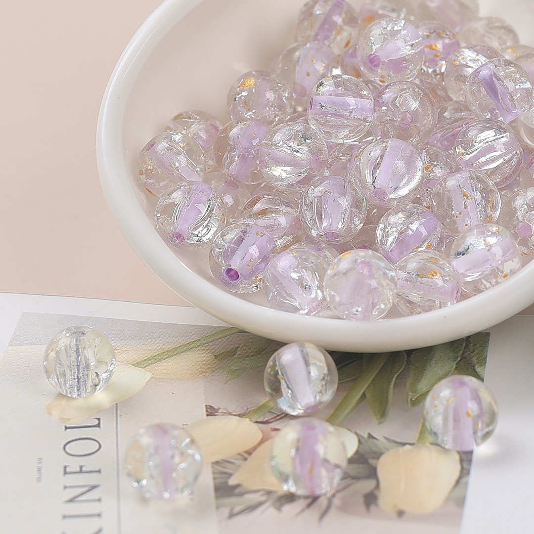 Clear Dyed Core Round Glass Beads 10mm Assorted Colors 40pcs 10