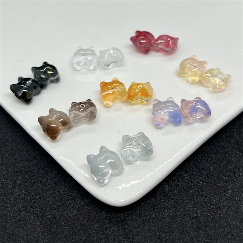 Transparent Corgi Butt Glass Beads 13mm Colorful Glossy 100pcs 2