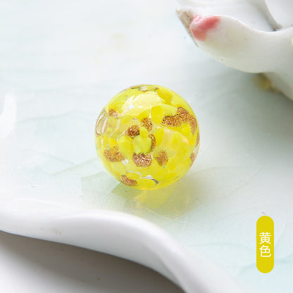 Lampwork Glass Beads Round 10mm 12mm Colorful Gold Foil 50pcs 13