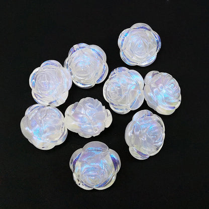 Transparent Aurora Laser Acrylic Beads Iridescent Mixed Shapes 2pcs 44