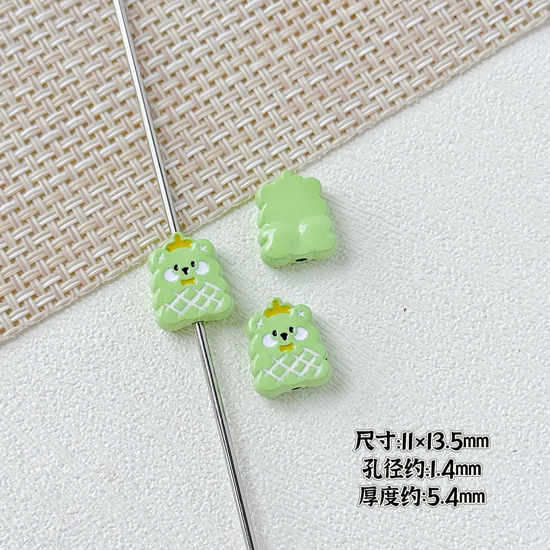 Kitten and Teddy Bear Metal Beads 14mm Hand Painted Alloy 10pcs 19