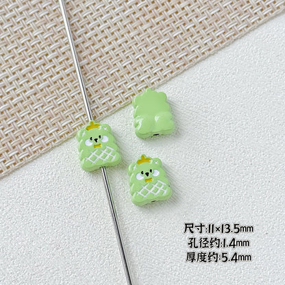 Kitten and Teddy Bear Metal Beads 14mm Hand Painted Alloy 10pcs 19