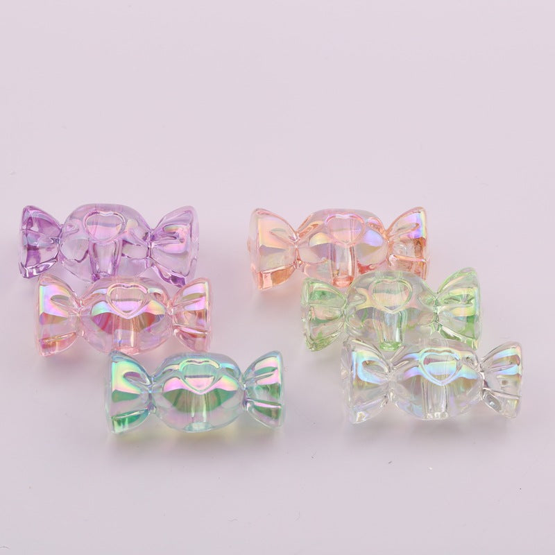 Transparent Candy Acrylic Beads 29mm UV Plating Rainbow 100pcs 5