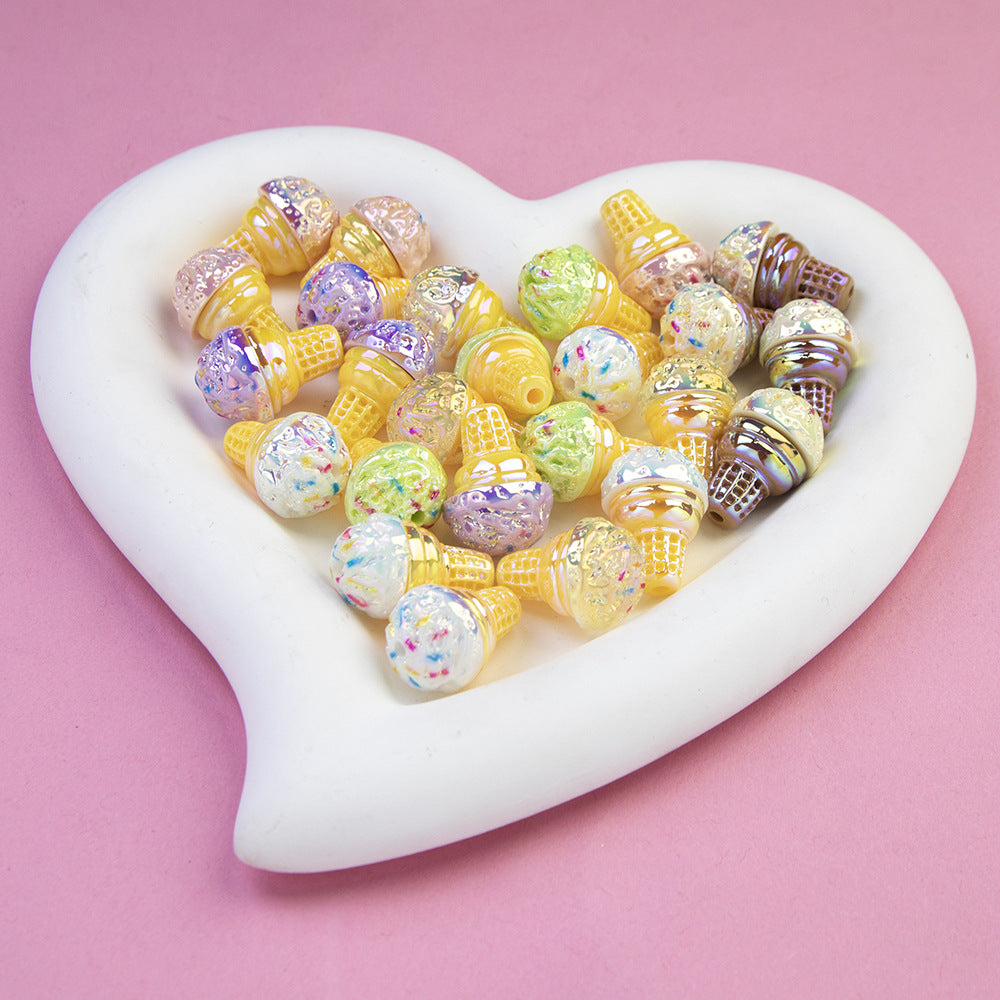 Colorful Ice Cream Cone Resin Beads 23x16mm Glossy Pastel 20pcs 2