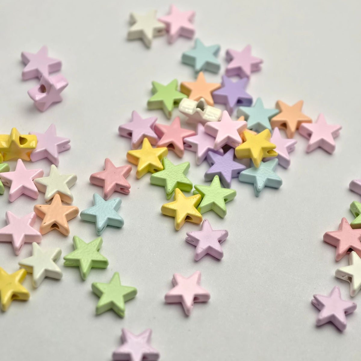 Star Metal Beads 10mm Smooth Painted Pastel Colors 20pcs