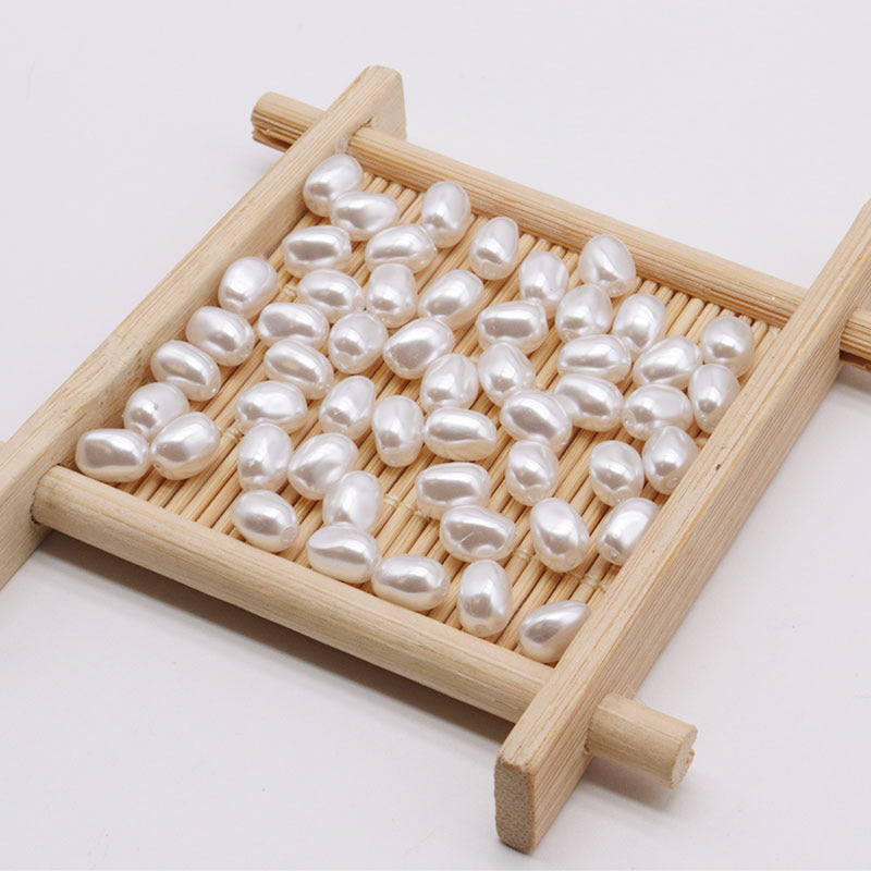 Imitation Pearl Irregular Cuboid Acrylic Beads 7mm White 500pcs