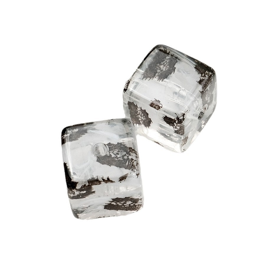 Transparent Square Acrylic Beads 16mm Ink Leopard Print 10pcs 4