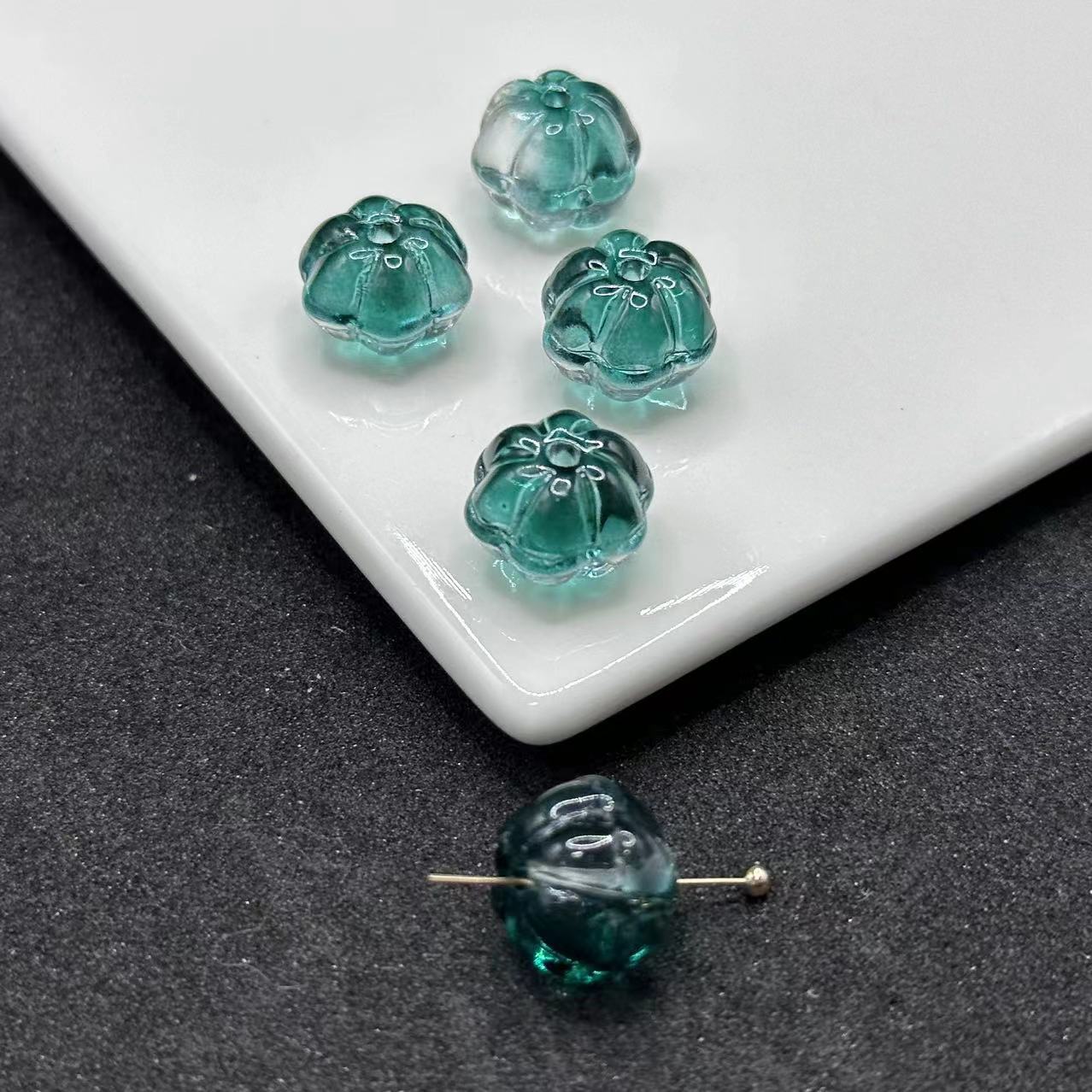Czech Glass Beads Pumpkin 12mm Translucent Amber 100pcs 7