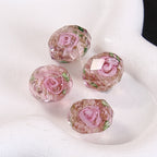 Faceted Flower Glass Beads 10mm Turquoise Painted 10pcs 3