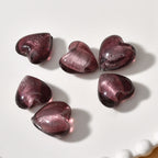 Lampwork Heart Glass Beads 10-20mm Transparent Silver Foil Filled 2pcs 6