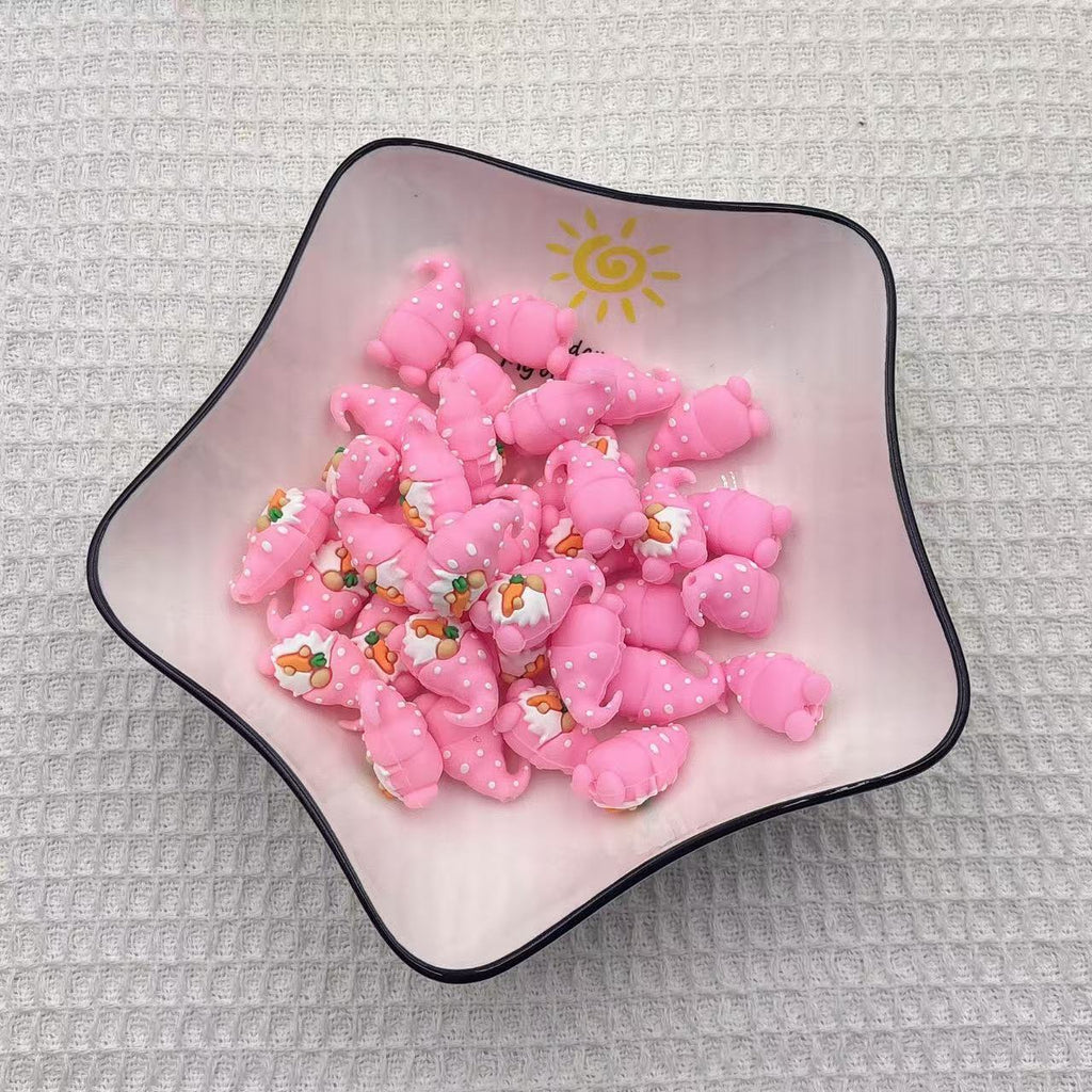 Silicone 3D Focal Beads Easter Carrot Dwarfs Polka Dot Hat 20pcs 2
