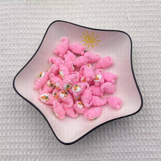 Silicone 3D Focal Beads Easter Carrot Dwarfs Polka Dot Hat 20pcs 2