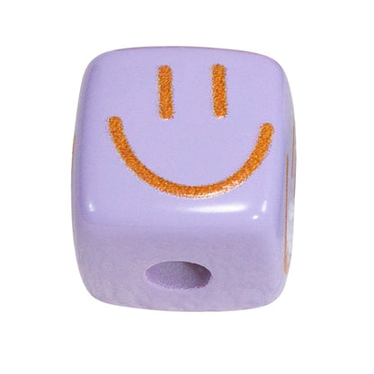 Colorful Smiling Face Acrylic Square Beads 14mm 10pcs 15
