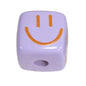 Colorful Smiling Face Acrylic Square Beads 14mm 10pcs 15