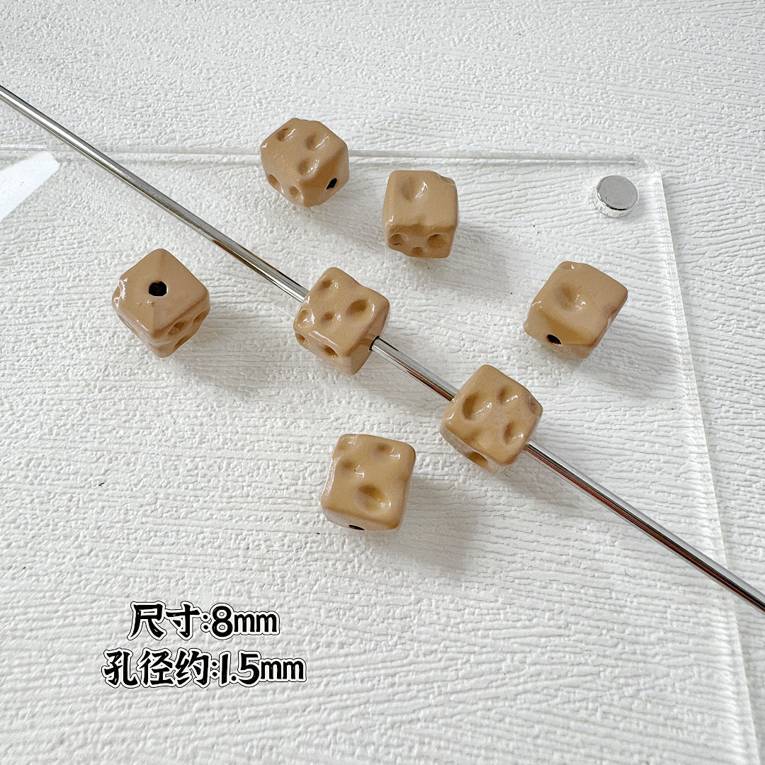 Square Metal Beads 8mm Baking Painted Cheese Cube Alloy 20pcs 11