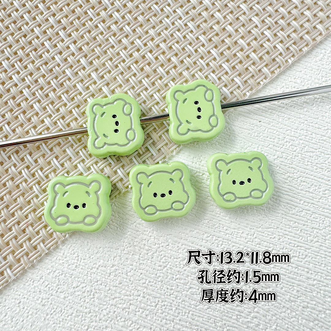 Bear Metal Beads 13mm Glossy Painted Alloy 10pcs 5