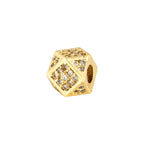 Polygon Brass Metal Beads 9mm Cubic Zirconia Inlaid 4pcs 2