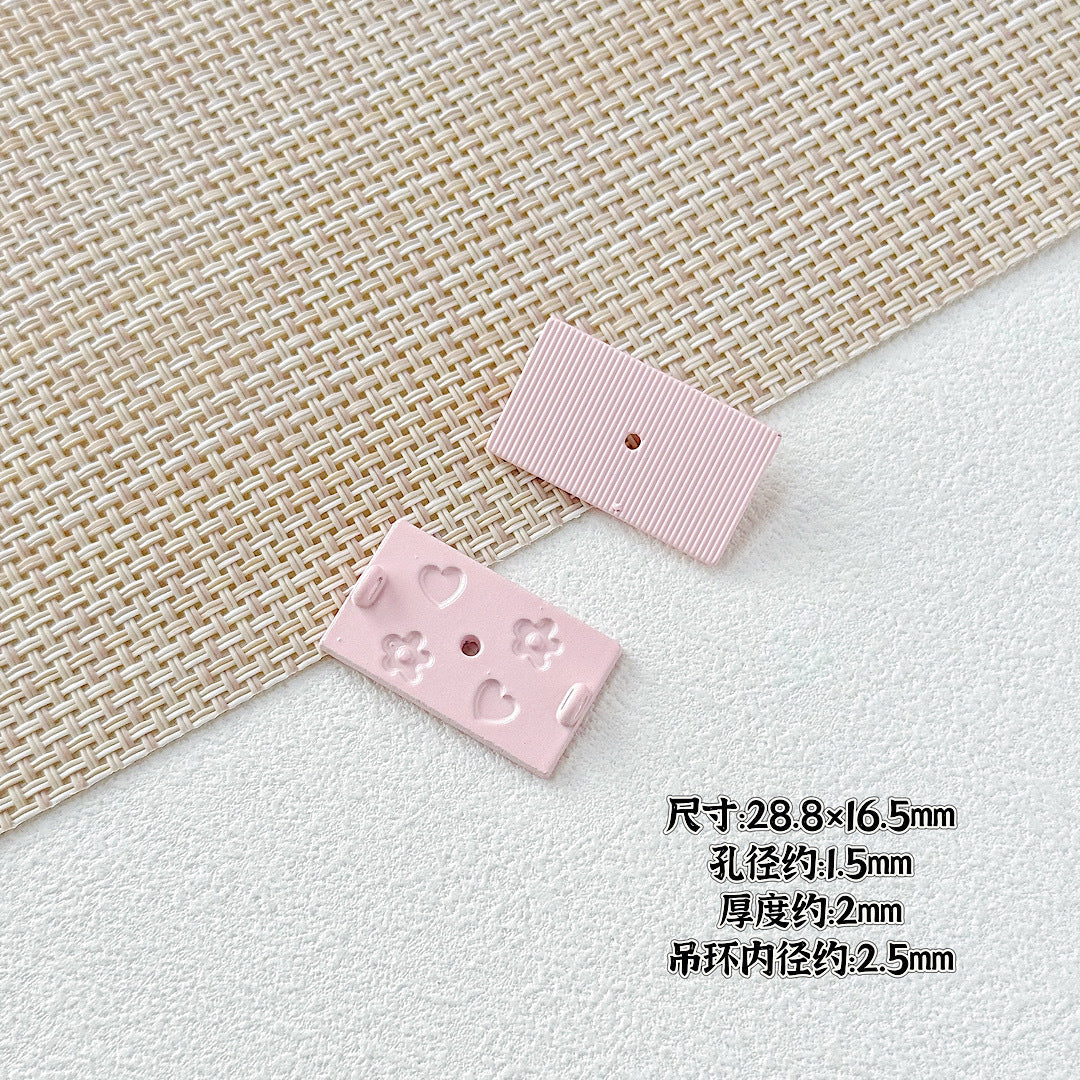 Painted Rainbow and Swing Plate Metal Beads 43mm 28mm Baking Finish 10pcs 10
