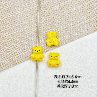 Bear and Honeypot Metal Beads 13mm Hand-Painted Colorful 10pcs 10