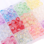 Transparent Frosted Glass Beads 8mm Delicate Gold Flecks 50pcs