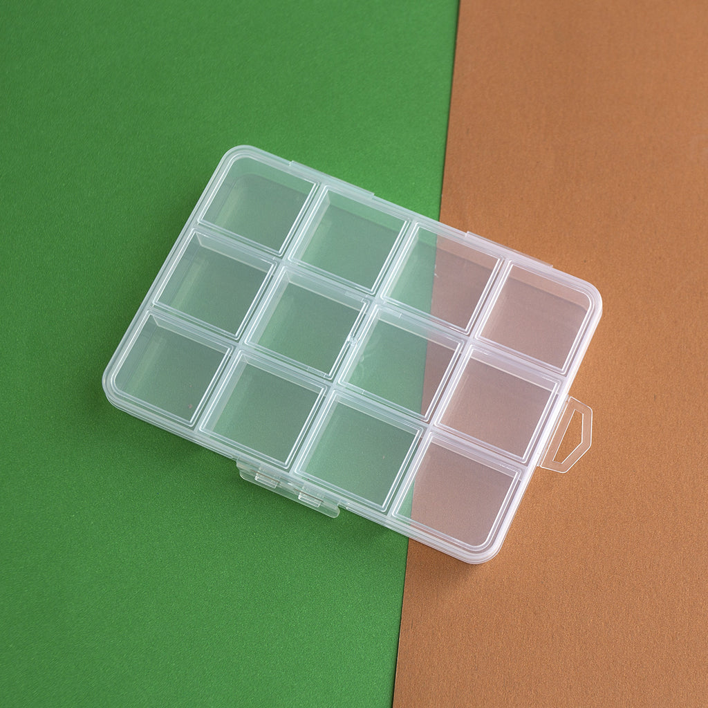 Plastic Organizer Boxes Clear 12 Compartment Fixed Grid 13cm 2pcs 3