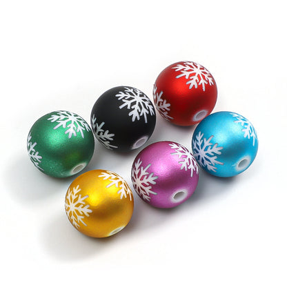 Rubberized Spray Painted Snowflake Acrylic Beads 16mm Christmas 100pcs 2