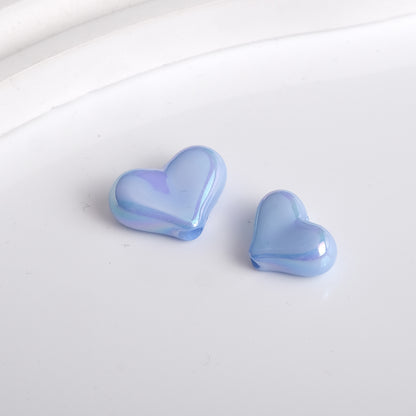 Solid Color Plating Heart Acrylic Flat Beads 13mm 17mm 250pcs 14