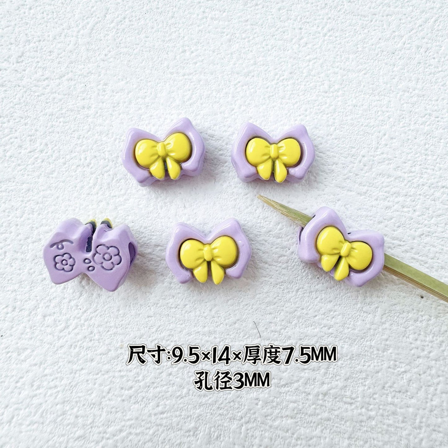 Bow Metal Beads 14mm 16mm Baking Painted Two-Color Alloy 10pcs 18