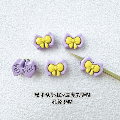 Bow Metal Beads 14mm 16mm Baking Painted Two-Color Alloy 10pcs 18