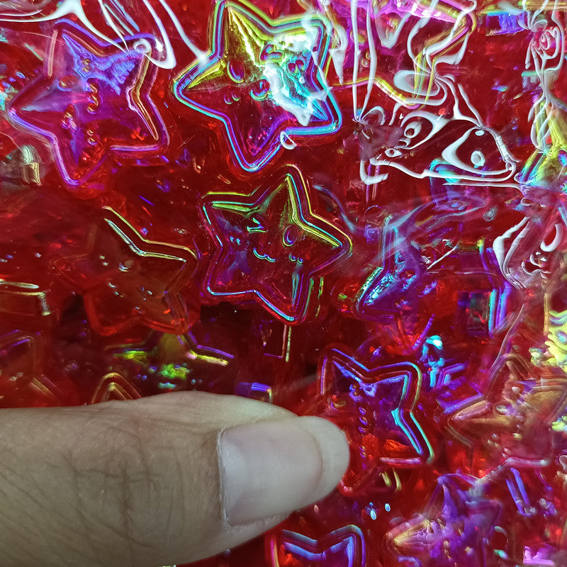 Transparent Smiley Star Acrylic Beads 22mm UV Plating 100pcs 7