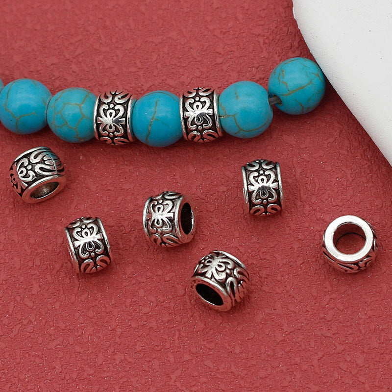 Tube Metal Beads 8mm Vintage Tibetan Alloy Antique Silver Tone 100pcs