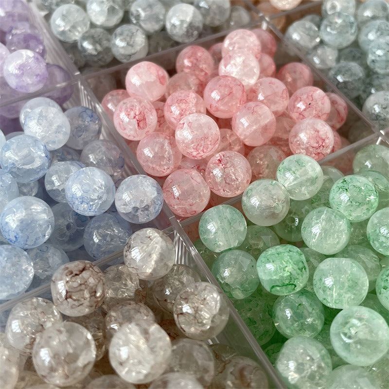 Crackle Round Glass Beads 10mm Jade Ice Frosted Cracked 100pcs 2