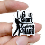 Silicone Focal Beads Golf Boy Life Is Short Swing Hard Irregular Shape 20pcs 3