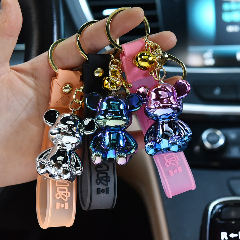 Acrylic Electroplated Bear Keychain with Silicone Strap Colorful Charm 2