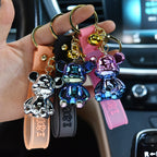 Acrylic Electroplated Bear Keychain with Silicone Strap Colorful Charm 2