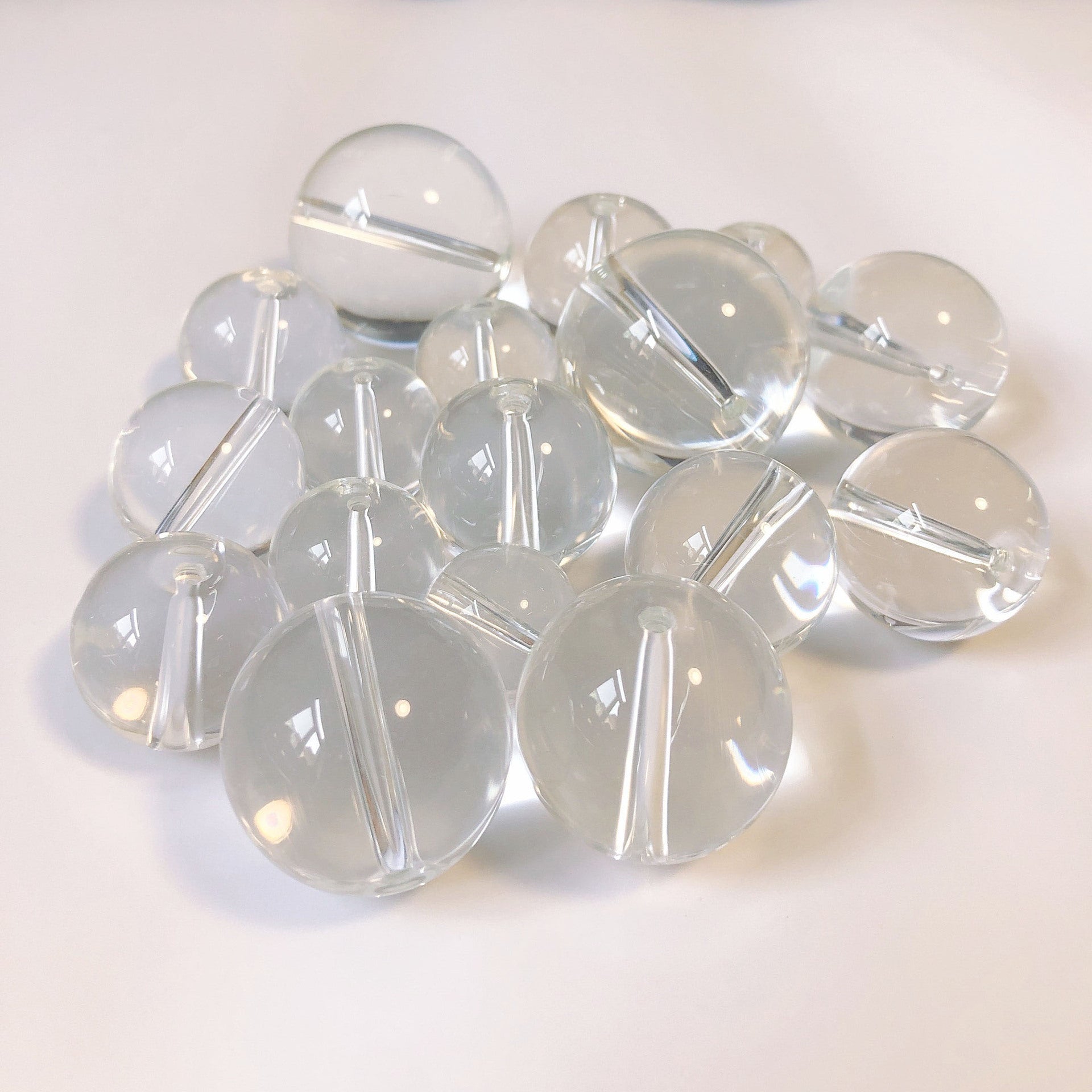 Transparent Round Glass Beads 18-30mm Clear Smooth with Holes 10pcs 3