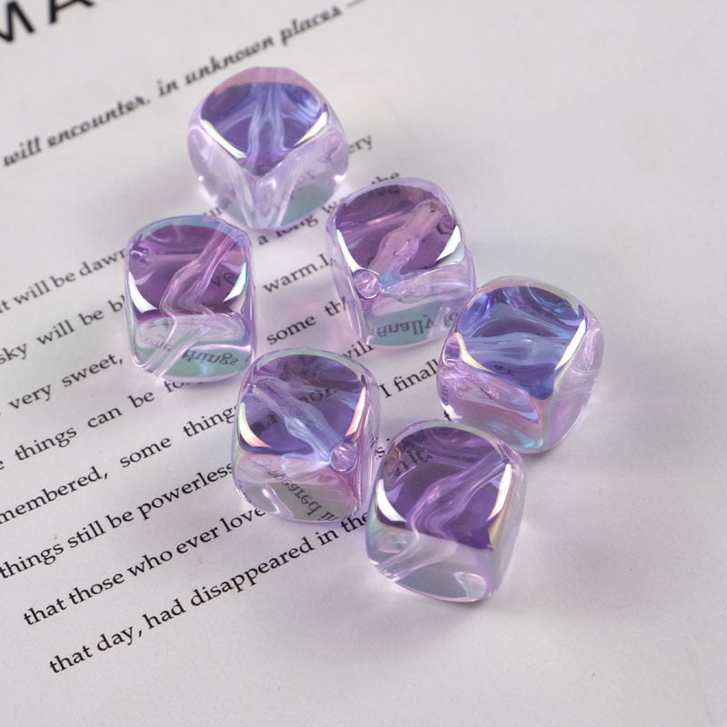 Transparent Flat Square Acrylic Beads 15mm Candy Colors 50pcs 3