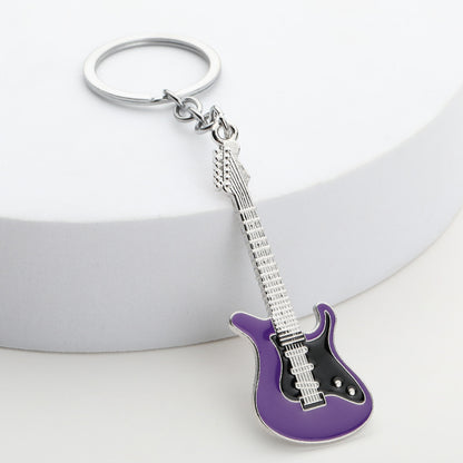 Metal Electric Guitar Keychain Vibrant Colors Zinc Alloy 6