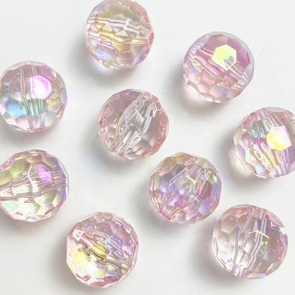 Transparent Football Faceted Acrylic Beads 14-16mm UV Plating 50pcs 7