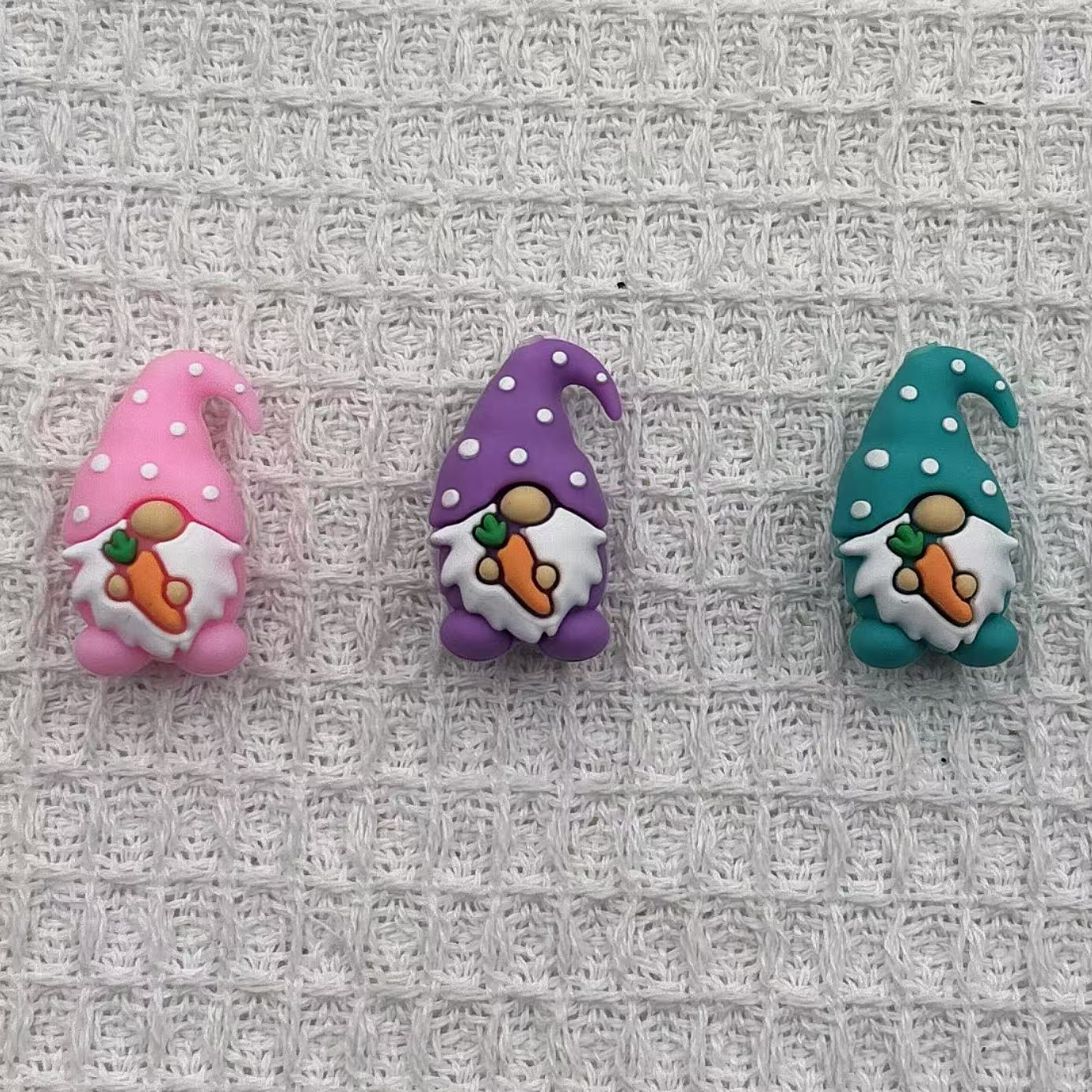 Silicone 3D Focal Beads Easter Carrot Dwarfs Polka Dot Hat 20pcs 3