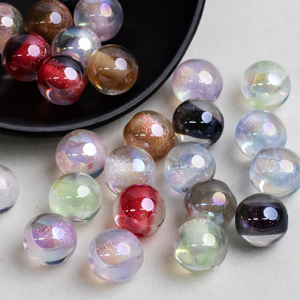 Shimmer Crystal Resin Beads 12mm Round Glossy Mixed Colors 40pcs