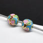 Flower Leaf Pattern Metal Beads 6/8/10mm Colorful Cloisonne Enamel 10pcs 14