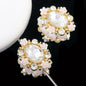 Vintage Flower Wrapped Clay Beads 28mm Oval Rhinestone 2pcs 10