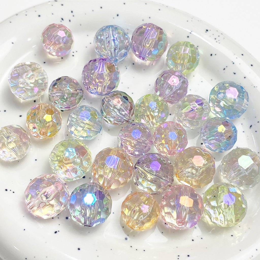 Transparent Football Faceted Acrylic Beads 14-16mm UV Plating 50pcs 13