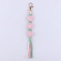 Handmade Woven Flower Keychain Cotton Polyester Gold Clasp 5